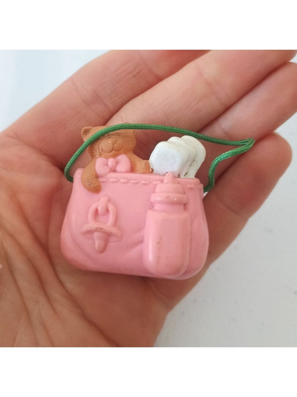 Vintage Fisher Price Loving Family Dollhouse Nursery Baby Pink Diaper Bag